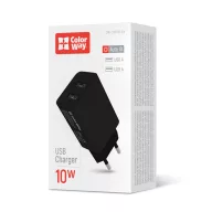   COLORWAY USB töltő CW-CHS015-BK, AC töltő 2USB AUTO ID 2.1A (10W) fekete