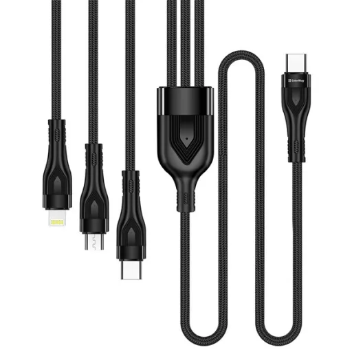 COLORWAY Kábel Type-C CW-CBPDU3060-BK, 3B1 (Lightning+MicroUSB+Type-C) 3.0A (PD60W adatok) 1.2 fekete