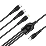   COLORWAY Kábel Type-C CW-CBPDU3060-BK, 3B1 (Lightning+MicroUSB+Type-C) 3.0A (PD60W adatok) 1.2 fekete