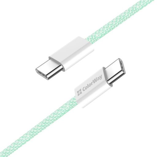 COLORWAY Kábel Type-C CW-CBPDCC061-G, fonott pamut, PD Fast Charging 60W, 3,0A 1M zöld