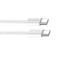   COLORWAY Kábel Type-C CW-CBPDCC061-GR, fonott pamut, PD Fast Charging 60W, 3,0A 1M szürke