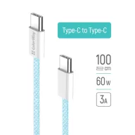   COLORWAY Kábel Type-C CW-CBPDCC061-BL, fonott pamut, PD Fast Charging 60W, 3,0A 1M kék