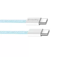   COLORWAY Kábel Type-C CW-CBPDCC061-BL, fonott pamut, PD Fast Charging 60W, 3,0A 1M kék