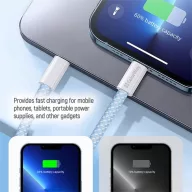   COLORWAY Kábel Type-C CW-CBPDCC061-BL, fonott pamut, PD Fast Charging 60W, 3,0A 1M kék