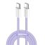 COLORWAY Kábel Type-C CW-CBPDCC061-PU, fonott pamut, PD Fast Charging 60W, 3,0A 1M lila