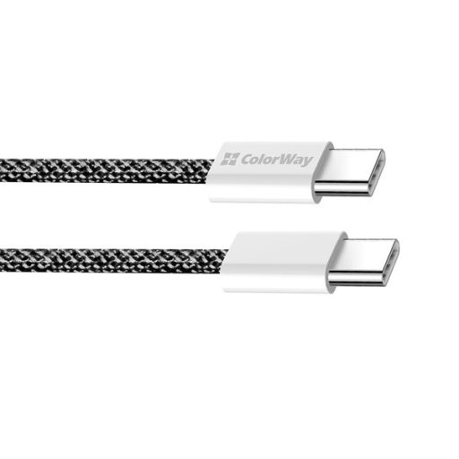 COLORWAY Kábel Type-C CW-CBPDCC061-BK, fonott pamut, PD Fast Charging 60W, 3,0A 1M fekete