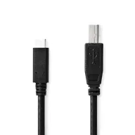   Nedis CCGB60650BK20 USB-C dugó - USB- B dugó (USB C - USB B) kábel, 480 Mbps, 2m