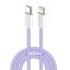 COLORWAY Kábel Type-C CW-CBPDCL061-PU, Apple Lightning, fonott pamut, PD 27W, 1M lila