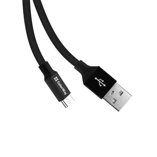 COLORWAY Kábel, USB CW-CBUC048-BK, Type-C 2.4A 25CM fekete