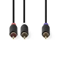   Nedis CABW24000AT30 RCA dugó - 2x RCA dugó,  mélynyomó kábel, 3m