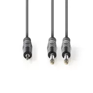  Nedis COTH23200GY30 félprofi audio kábel, 3,5mm sztero jack dugó - 2 x 6,35mm mono jack dugó, 3m, rugalmas