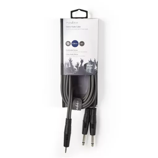 Nedis COTH23200GY30 félprofi audio kábel, 3,5mm sztero jack dugó - 2 x 6,35mm mono jack dugó, 3m, rugalmas
