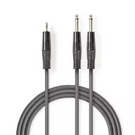   Nedis COTH23200GY50 félprofi audio kábel, 3,5mm sztero jack dugó - 2 x 6,35mm mono jack dugó, 5m, rugalmas
