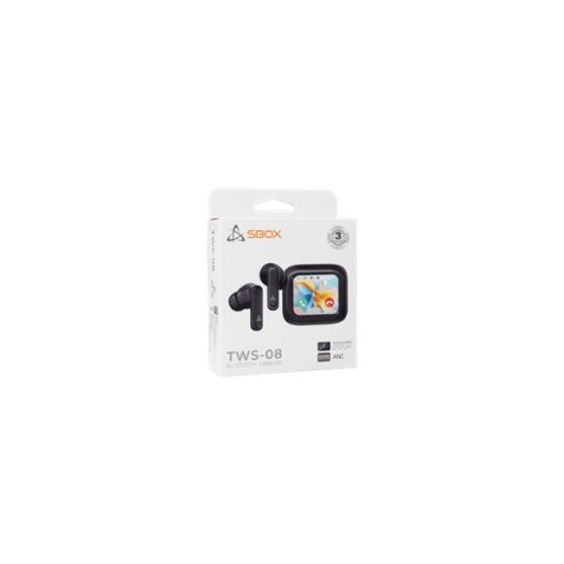SBOX EB-TWS08-B Bbluetooth v:5.4 fülhallgató mikr.toucLCD, feket, BR+EDR+BLE