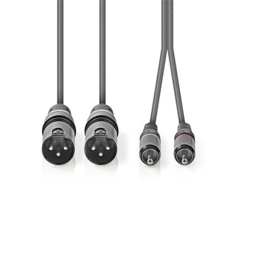 Nedis COTH15210GY15 balanced/szimmetrikus félprofi XLR audio kábel, 2x XLR 3 tűs dugó - 2x RCA dugó, 1,5m