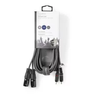   Nedis COTH15210GY30 balanced/szimmetrikus félprofi XLR audio kábel, 2x XLR 3 tűs dugó - 2x RCA dugó, 3m