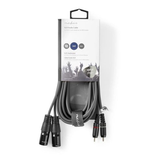 Nedis COTH15210GY30 balanced/szimmetrikus félprofi XLR audio kábel, 2x XLR 3 tűs dugó - 2x RCA dugó, 3m