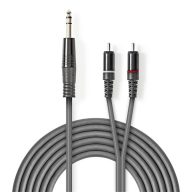   Nedis COTH23300GY15 félprofi XLR audio kábel, 6,35mm sztereo jack dugó - 2x RCA dugó, 1,5m
