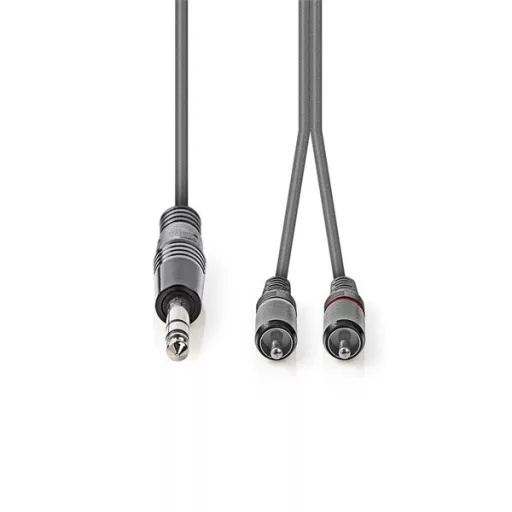 Nedis COTH23300GY15 félprofi XLR audio kábel, 6,35mm sztereo jack dugó - 2x RCA dugó, 1,5m