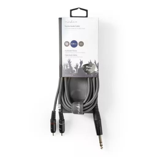 Nedis COTH23300GY30 félprofi XLR audio kábel, 6,35mm sztereo jack dugó - 2x RCA dugó, 3m