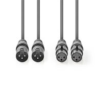   Nedis COTH15030GY50 balanced/szimmetrikus félprofi XLR audio kábel, 2 x XLR 3p dugó - 2 x XLR 3p aljzat, 5m, rugalmas