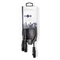   Nedis COTH15020GY15 balanced/szimmetrikus félprofi XLR audio kábel, XLR 3p aljzat - 2 x XLR 3p dugó, 1.5m, rugalmas