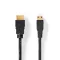 Nedis CVGL34500BK15 mini HDMI - HDMI kábel, 4K@30Hz, 10,2 Gbps, 1,5m