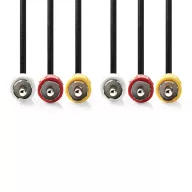   Nedis CVGL24300BK20 kompozit video kábel 3x RCA dugó - 3 RCA dugó, 2m