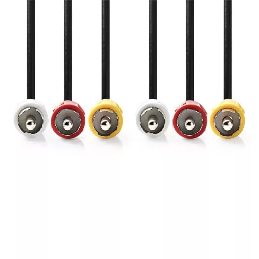 Nedis CVGL24300BK20 kompozit video kábel 3x RCA dugó - 3 RCA dugó, 2m