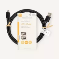   Nedis CCCGL60301BK20 USB mini 5p (mini USB)kábel, USB 2.0  USB-A dugó  USB mini 5p dugó, 480 Mbps. 2m