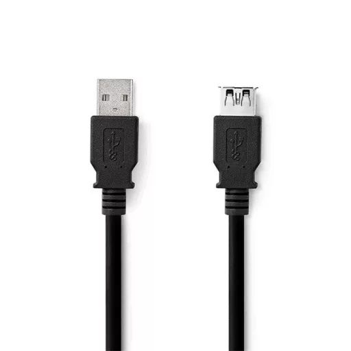 Nedis CCGL61010BK20 USB3.2 toldó / hosszabító kábel, USB A dugó - USB-A aljzat, 5 Gbps, 2m (USB3.1, USB3.0, USB2.0)