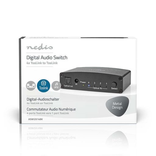 Nedis ASWI2514BK digitális audio kapcsoló 4x Toslink