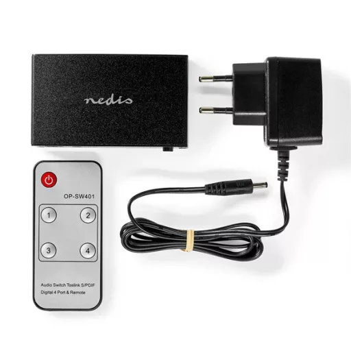Nedis ASWI2514BK digitális audio kapcsoló 4x Toslink