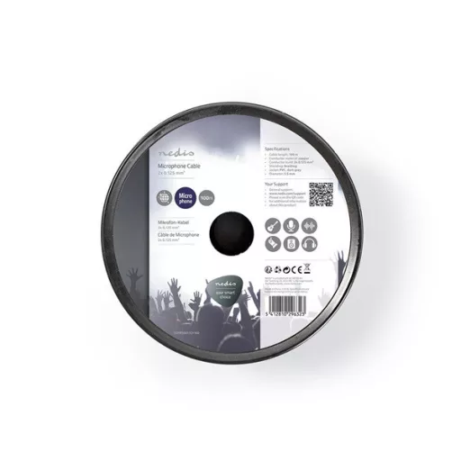 Nedis COTR15011GY100 mikrofon kábel 2 x 0,12 mm2 | Réz | 100 m