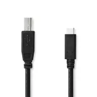   Nedis CCGL60650BK10 USB-C dugó - USB- B dugó (USB C - USB B) kábel, 480 Mbps, 1m