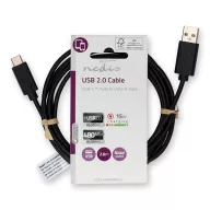   Nedis CCGL60600BK20 USB A - USB C (USB-C) kábel, USB2.0, 15W, hossz 2m