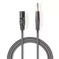   Nedis COTH15100GY15 balanced/szimmetrikus félprofi audio kábel, 6,35mm sztereo jack dugó - 3p XLR dugó, hossz 1,5m