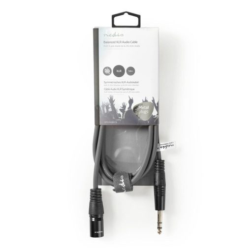 Nedis COTH15100GY15 balanced/szimmetrikus félprofi audio kábel, 6,35mm sztereo jack dugó - 3p XLR dugó, hossz 1,5m