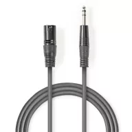   Nedis COTH15100GY30 balanced/szimmetrikus félprofi audio kábel, 6,35mm sztereo jack dugó - 3p XLR dugó, hossz 3m