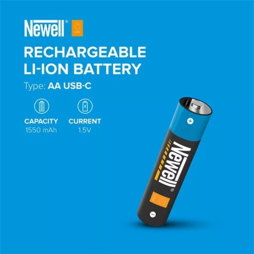 NEWELL USB-C 1550 ceruza elem akkumulátor, R6, AA,  tartozék USB-A / USB-C kábel, 40 hónap garancia