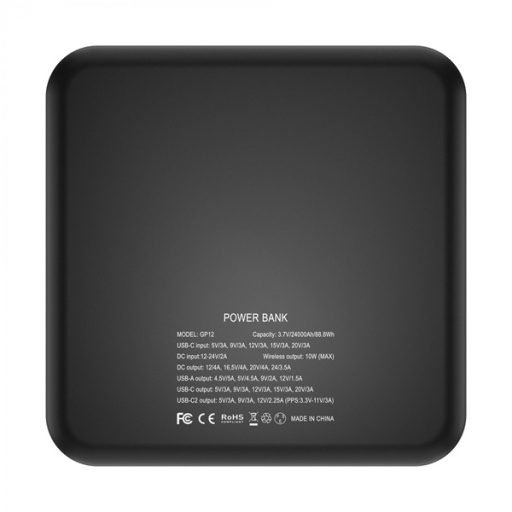 NEWELL GP12 vezeték powerbank, 24.000 mAh, 8 adapter, LED kijelző, vezeték nélküli töltés,