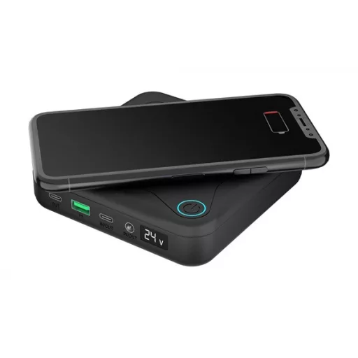 NEWELL GP12 vezeték powerbank, 24.000 mAh, 8 adapter, LED kijelző, vezeték nélküli töltés,