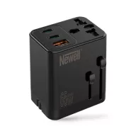   NEWELL GAN gyorstöltő adapter utazáshoz, 65W, AC aljzat, 1 db USB-A port 2 db USB-C port, kivehető dugók