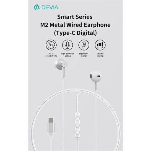 Devia Smart Series M2 Metal In-Ear sztereó fülhallgató - Type-C - fekete