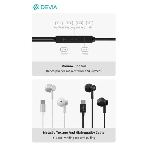 Devia Smart Series M2 Metal In-Ear sztereó fülhallgató - Type-C - fekete