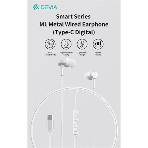 Devia Smart Series M1 Metal In-Ear sztereó fülhallgató - Type-C - fekete