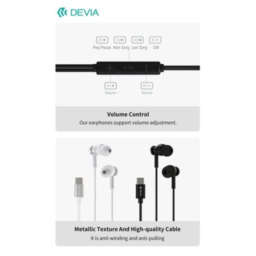 Devia Smart Series M1 Metal In-Ear sztereó fülhallgató - Type-C - fekete