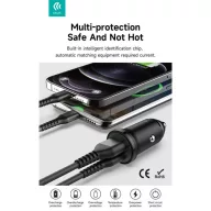   Devia Smart Series Mini 30W PD+QC USB+Type-C autós töltő adapter - fehér