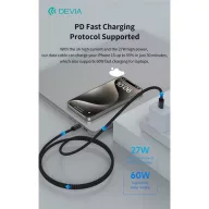   Devia Gracious Series 60W PD USB-C - USB C (Type-C) adat- és töltőkábel, fekete, 1m