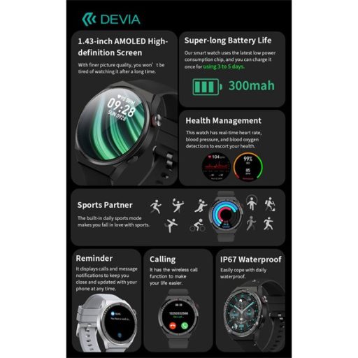 Devia Pro1 (V2) okosóra AMOLED kijelzővel - fekete